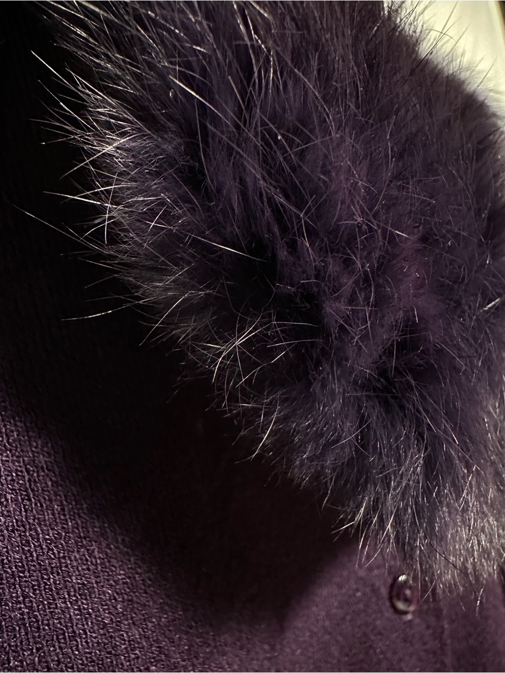 Brooks Brothers Plum Fur Collar Cardigan Fitted Holiday Evening Sweater Small - Picture 4 of 11